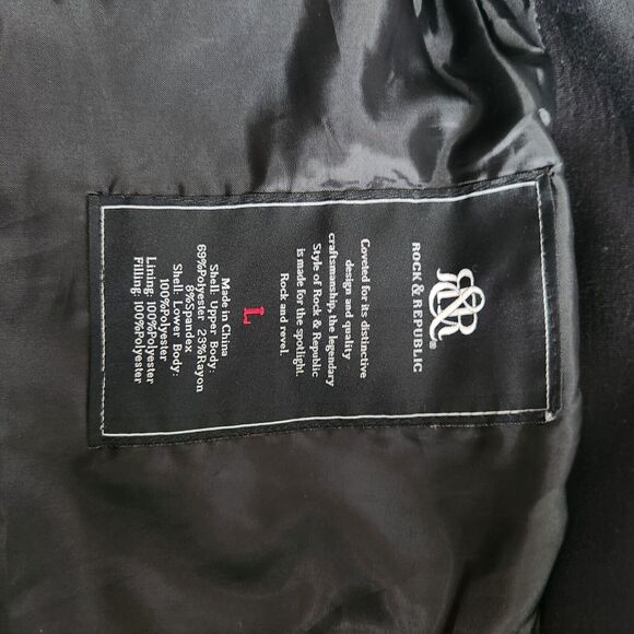 Rock & Republic Mens L Puffer Vest Insulated Gray And Black Zip Up Jacket Coat - Picture 11 of 11